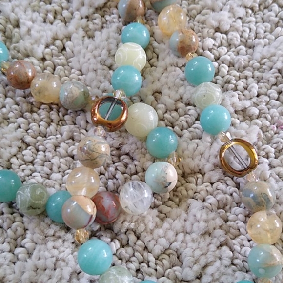 Handmade Gemstone Necklace Set Pressed Flower Tree - Picture 3 of 8